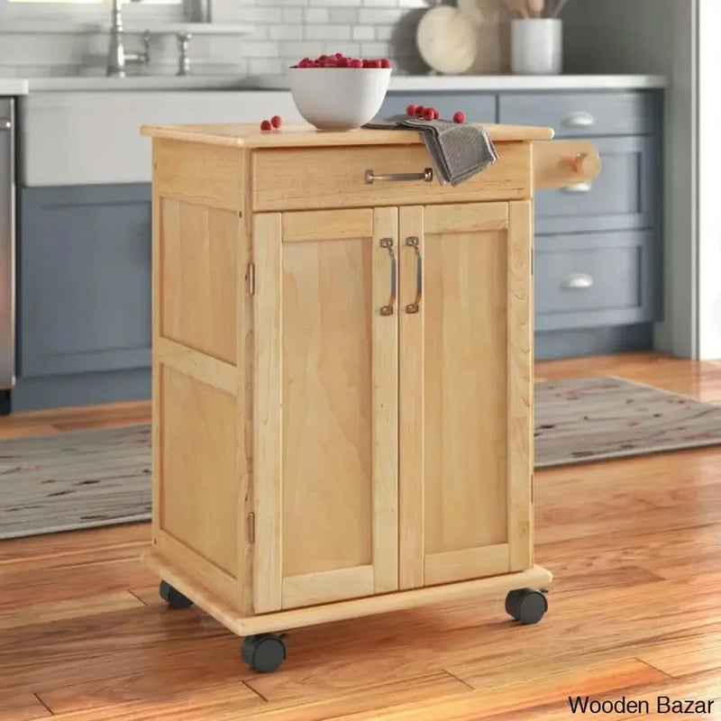 Richand Solid Wood Kitchen Cart Kitchen trolley cart cabinet kitchen island with storage