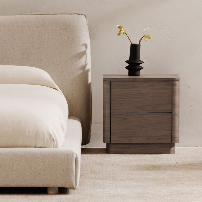 Corex Curved Oak Pedestal Bedside table - Wooden Empiro