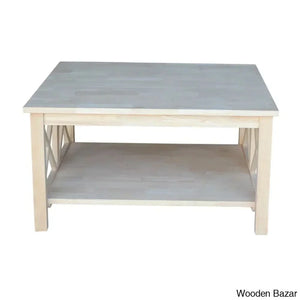 Rossitano Solid Wood Coffee And Center Table Unfinished / 18’’ H X 34’’ L W