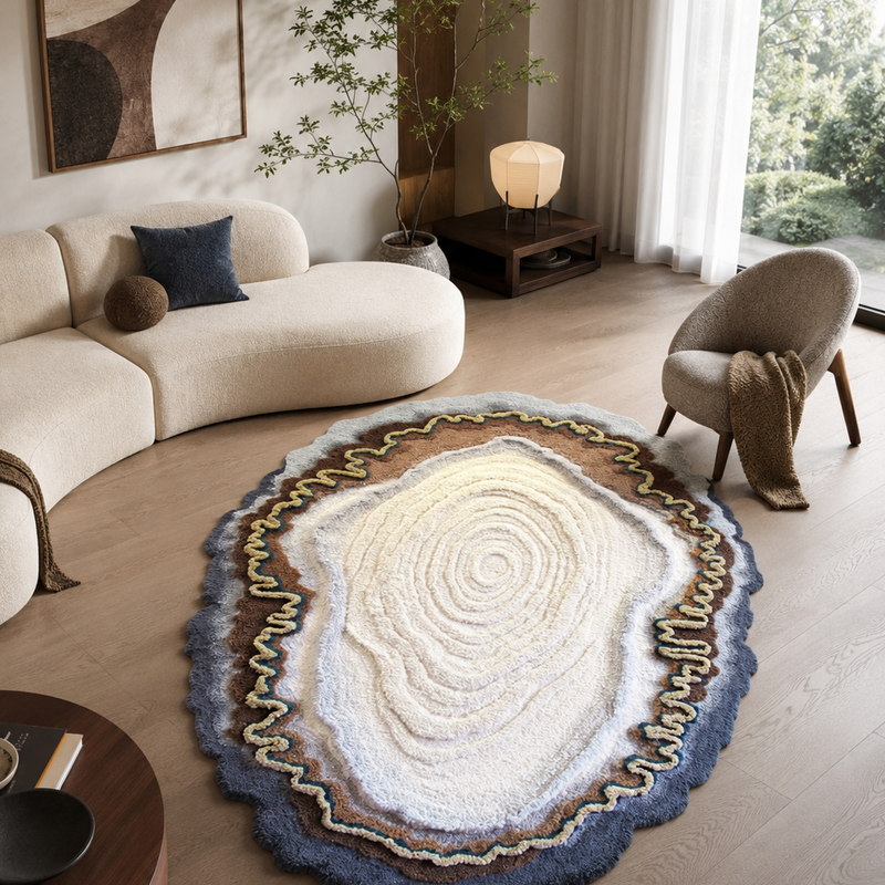 The Grove Ring Rug — Luxury Organic Wood Grain Hand-Tufted Area Rug