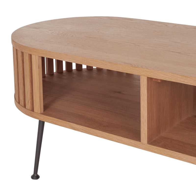 Richardon Rounded Wood Slats Oval Coffee Table - Wooden Empiro