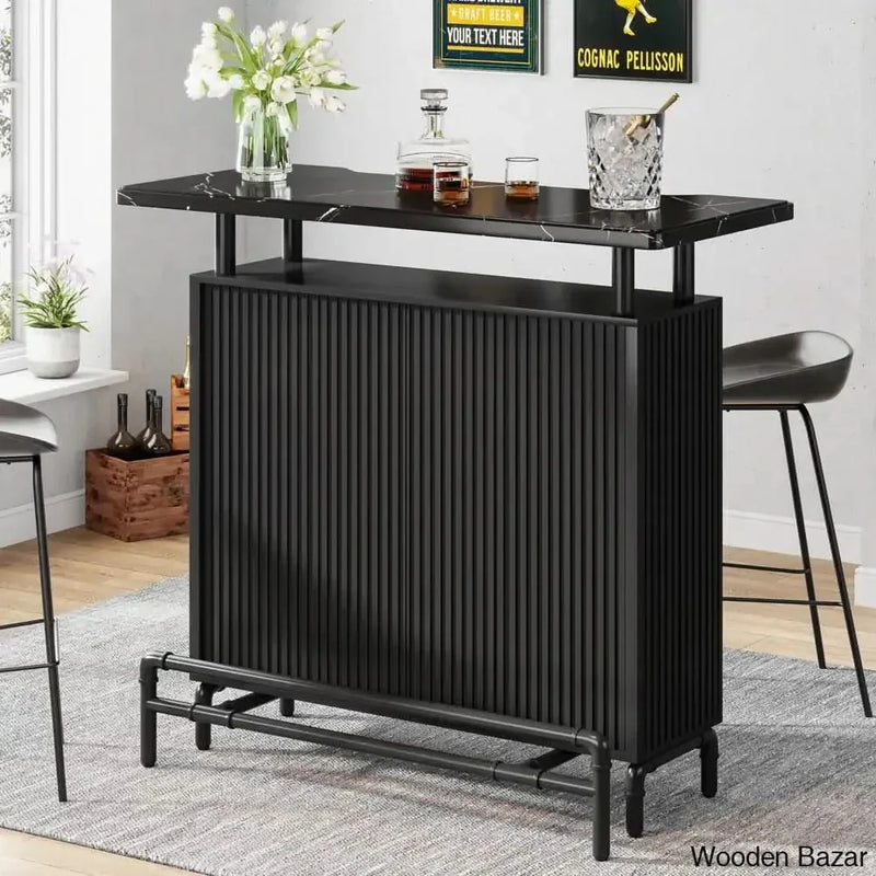 Samina 47.25'' Modern Industrial Black Counter Bar Table