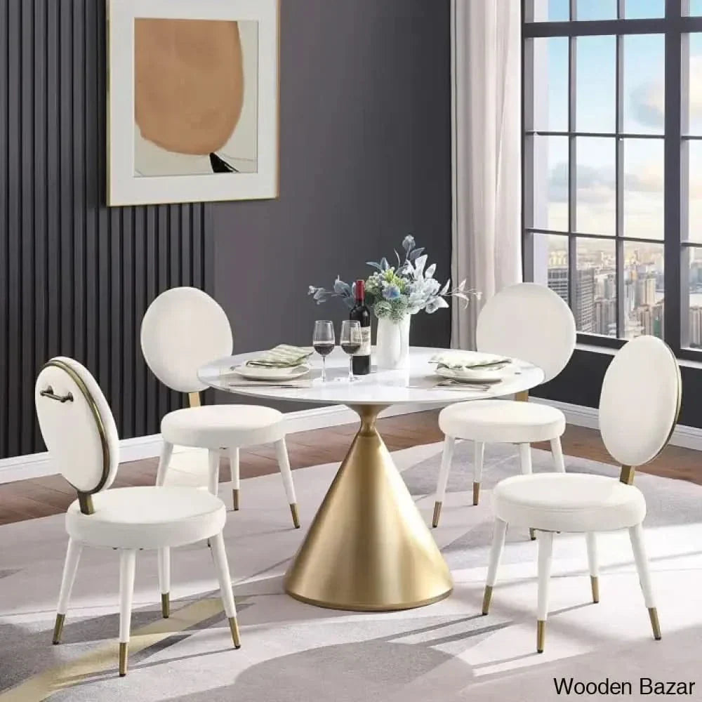 Santor Stylish 4 Seater Pedestal Dining Set - Wooden Empiro Beige