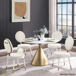 Santor Stylish 4 Seater Pedestal Dining Set - Wooden Empiro Beige