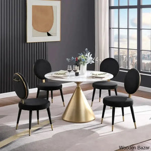 Santor Stylish 4 Seater Pedestal Dining Set - Wooden Empiro Black