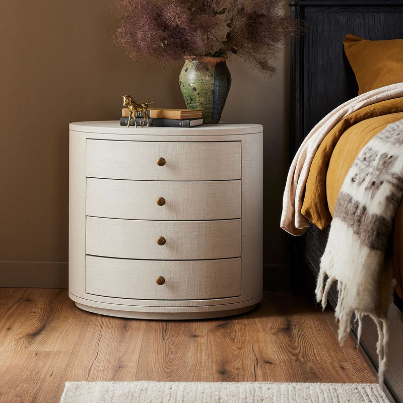 Celpox Modern Bedside Table In Oval Shape - Wooden Empiro
