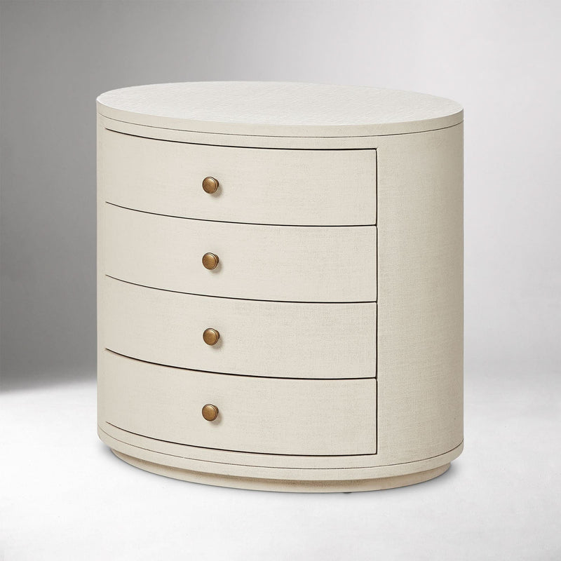 Celpox Modern Bedside Table In Oval Shape - Wooden Empiro