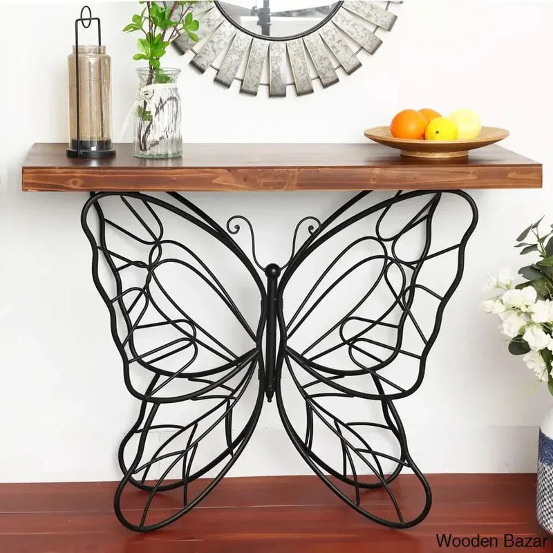 Shiela Solid Wood and Iron Console Table
