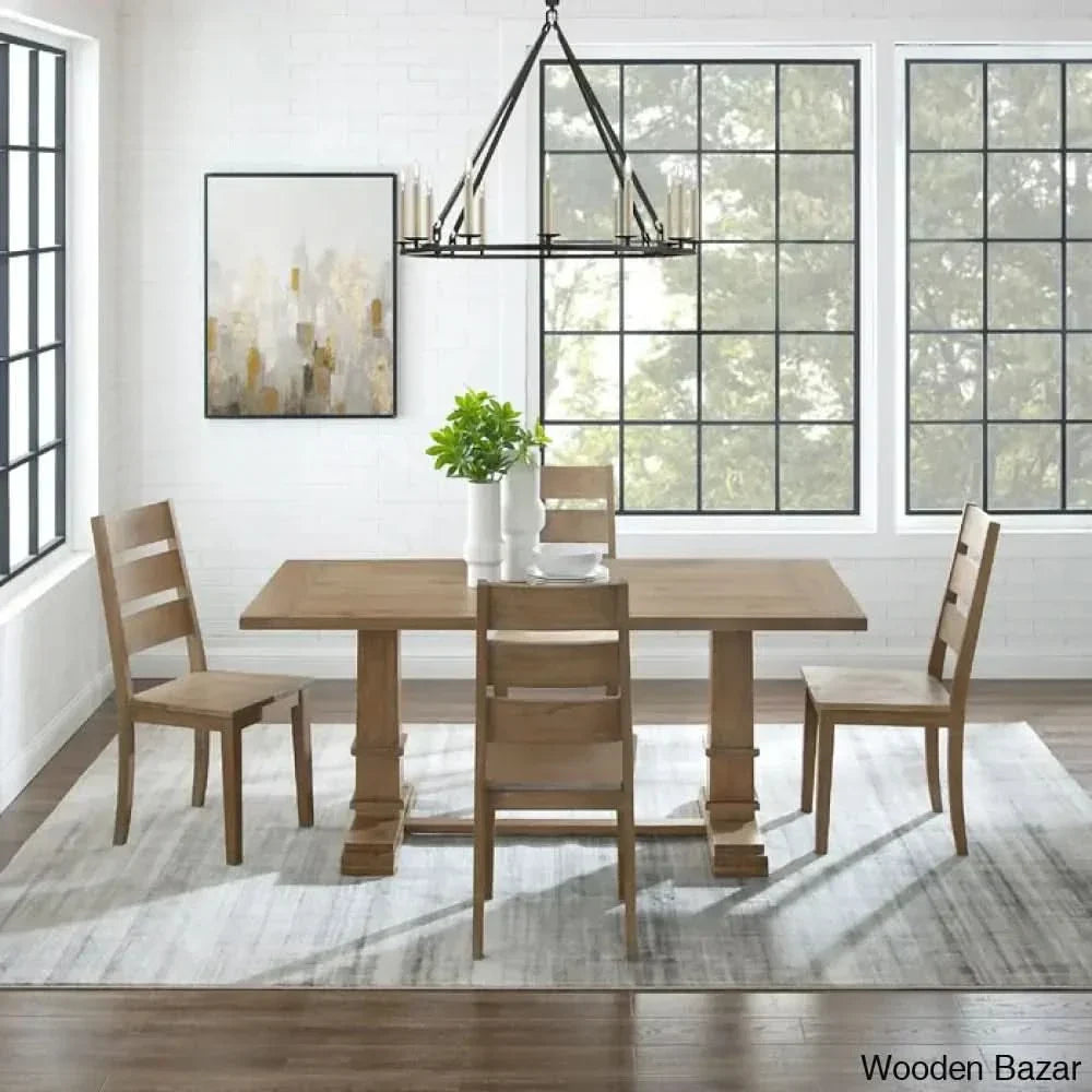 Shillong New Trestle Dining Set For Modern Living - Wooden Empiro 4 Seater