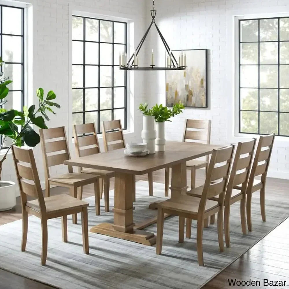 Shillong New Trestle Dining Set For Modern Living - Wooden Empiro 8 Seater