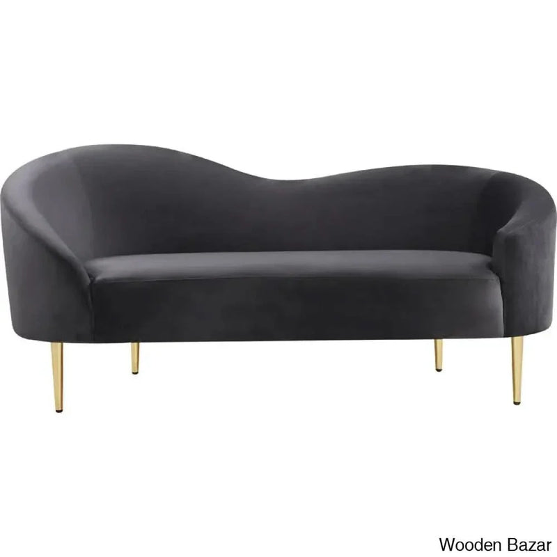 Shurtz 67'' Velvet Curved Loveseat - Wooden Bazar