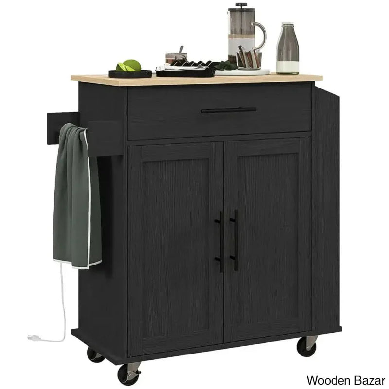 Sicilee Wood Kitchen Cart Kitchen trolley cart cabinet kitchen island with storage