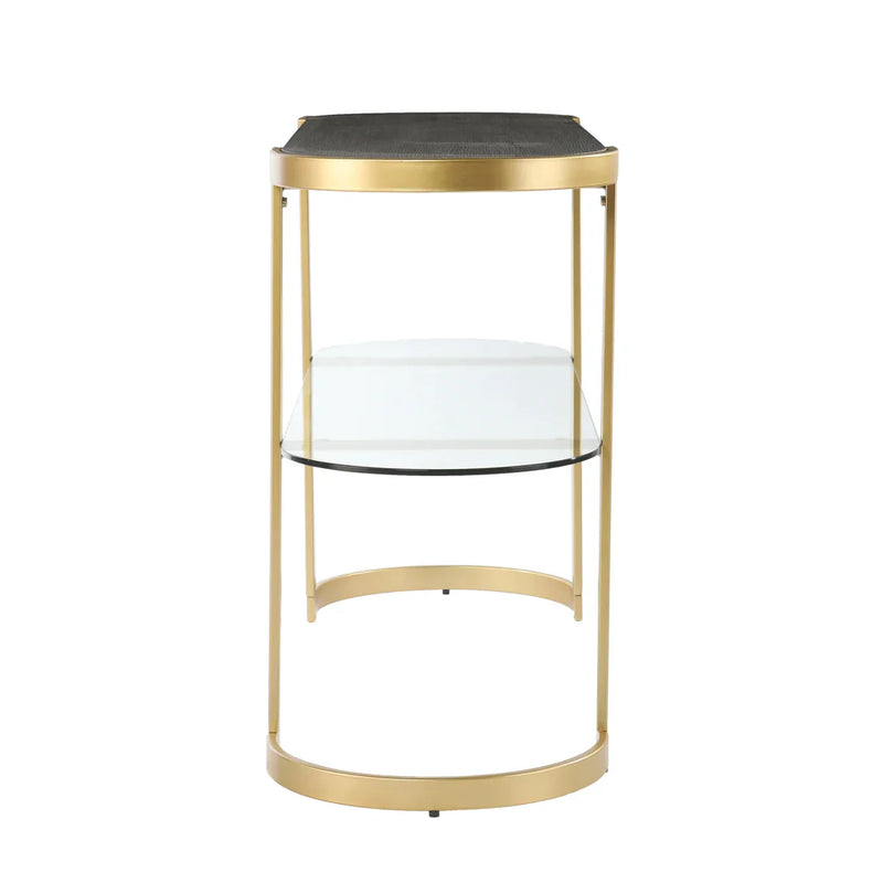 Rare Modern Golden Console Table With Glass Shelf