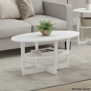 Sledn Oval Coffee And Center Table With Storage White