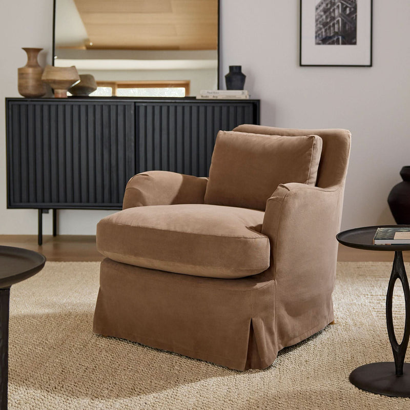 Pixcuin  Skirted Slipcover Chair - Wooden Empiro