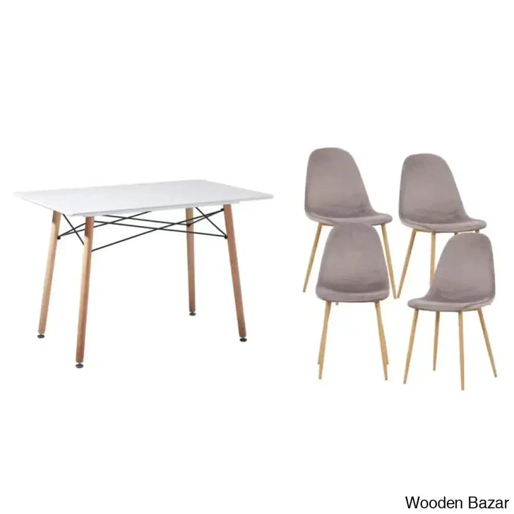 Stanton Modern 4 Seater Dining Table Set - Wooden Empiro Gray