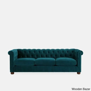 Sutta Premium Chesterfield 3 Seater Sofa - Wooden Bazar Bottle Green