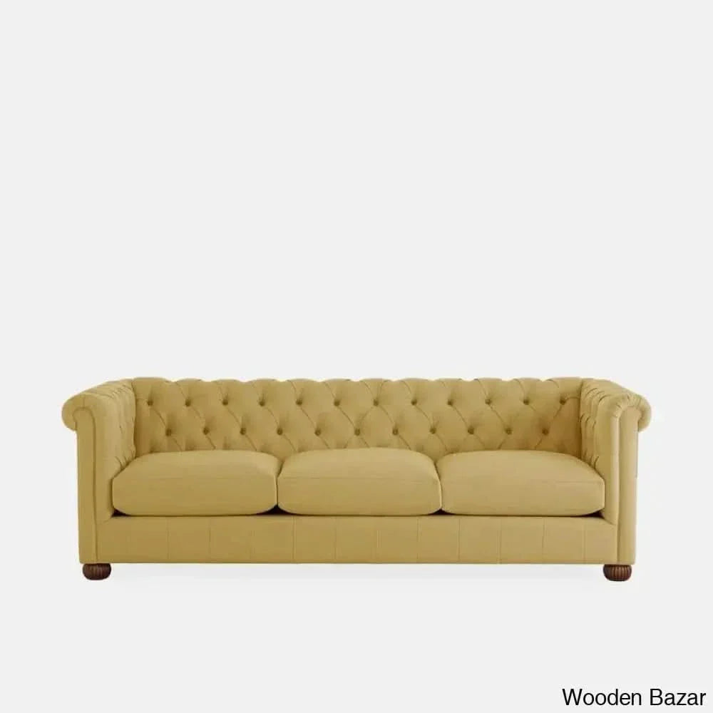Sutta Premium Chesterfield 3 Seater Sofa - Wooden Bazar Cream