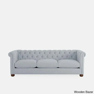Sutta Premium Chesterfield 3 Seater Sofa - Wooden Bazar Light Grey