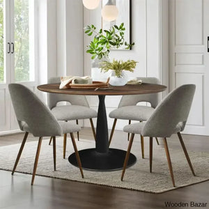 Syster Latest 4 Seater New Pedestal Dining Set - Wooden Empiro Gray