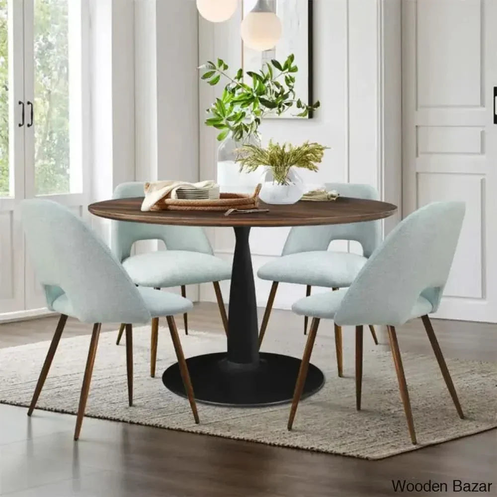 Syster Latest 4 Seater New Pedestal Dining Set - Wooden Empiro Turquoise