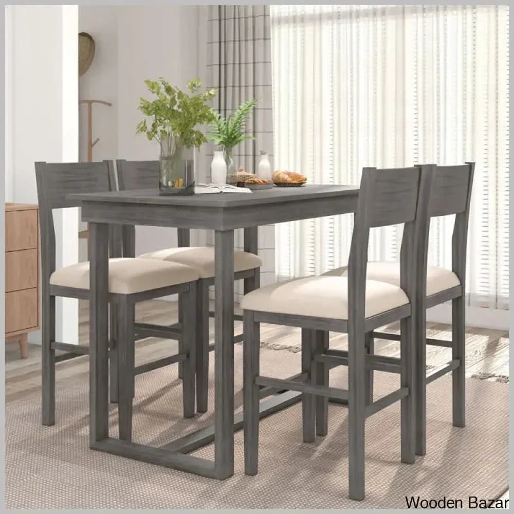 Talcott Modern 4 Seater Dining Table Set - Wooden Empiro Gray