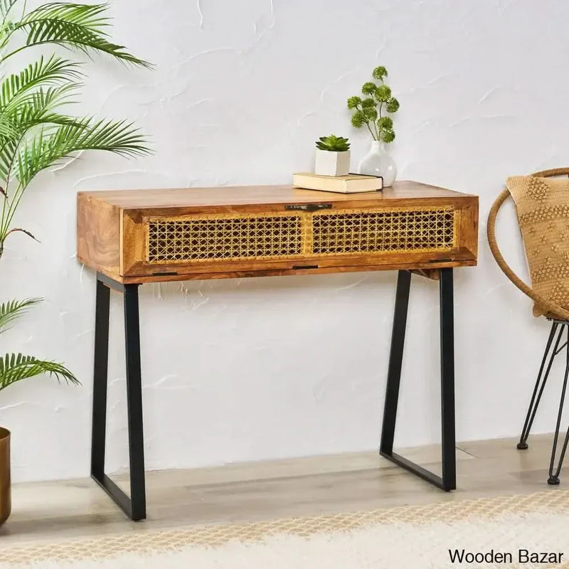 Teak Wood Top Console Table