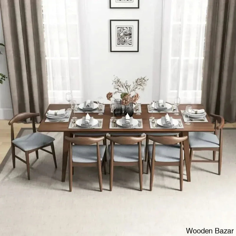 Thornton Modern 8 Seater Solid Wood Dining Set - Wooden Empiro