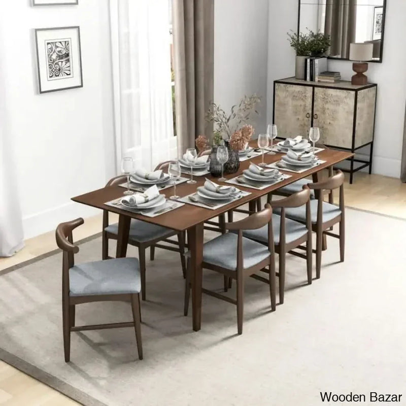 Thornton Modern 8 Seater Solid Wood Dining Set - Wooden Empiro