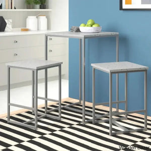 Tilden 3 Piece Stylish Club/Pub Set - Wooden Empiro Gray Terrazzo