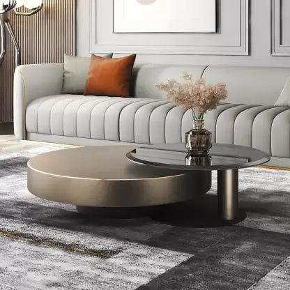 Caroline Modern Gold & Black 2-Piece Round Nesting Coffee Table Set