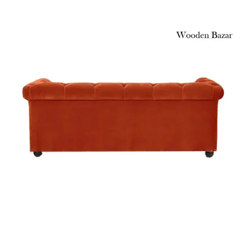 Ultimate 3 seater chesterfield sofa in Orange color - Wooden Empiro