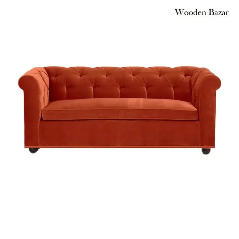 Ultimate 3 seater chesterfield sofa in Orange color - Wooden Empiro