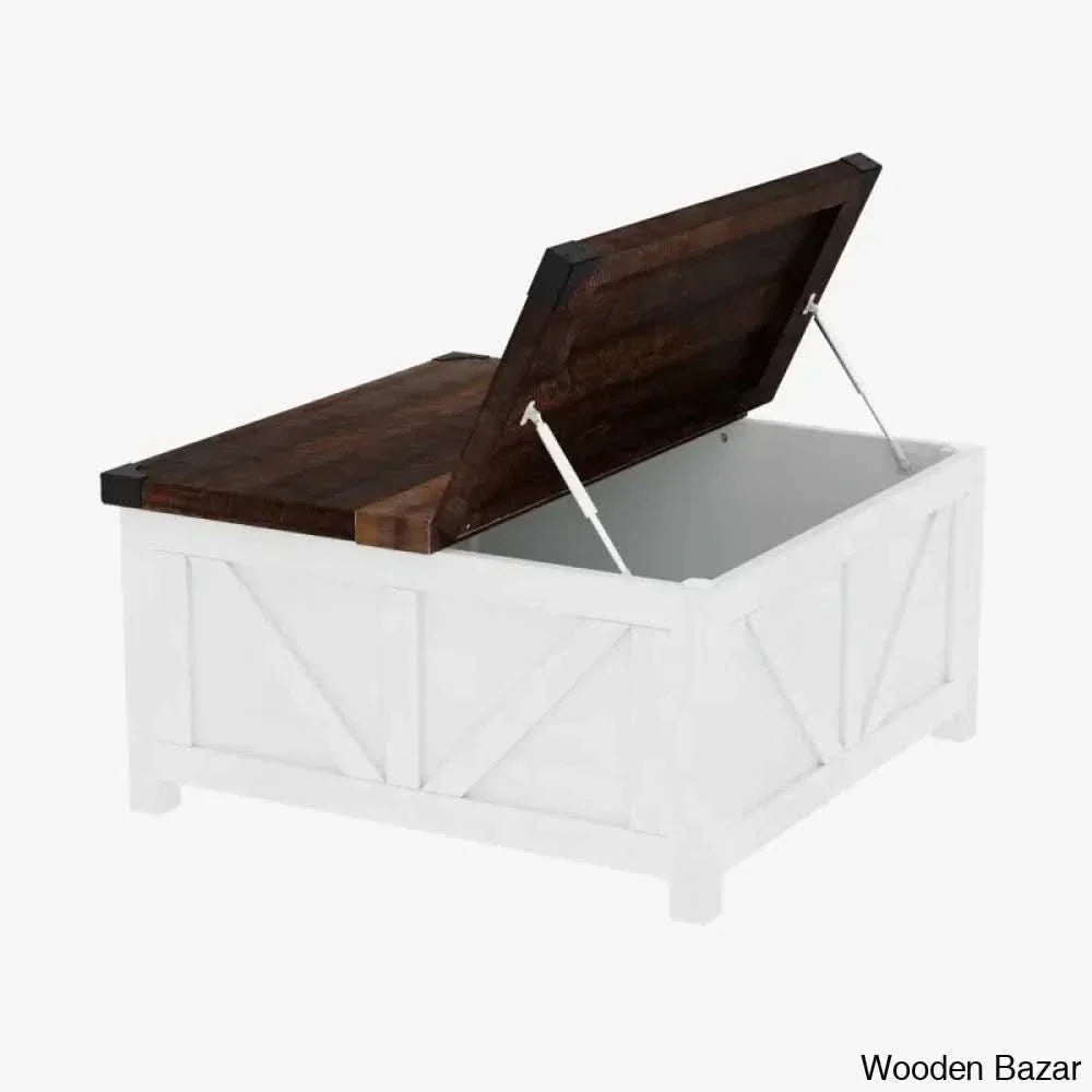 Vardello Modern Coffee And Center Table - Wooden Empiro Brown Top/White Base