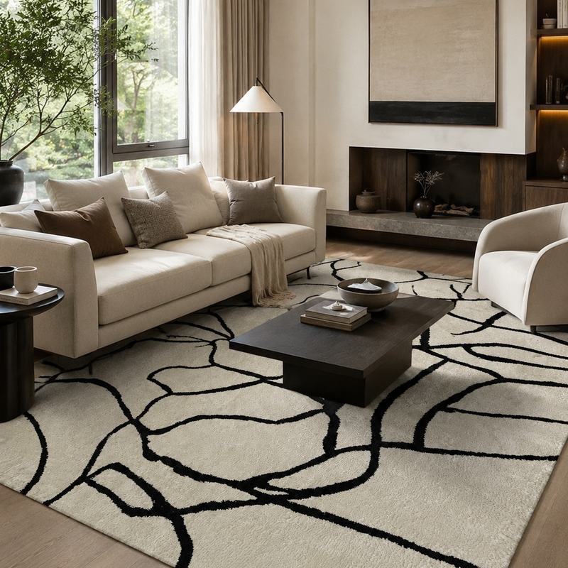 The Noir Vein Rug — Luxury Abstract Designer Area Rug