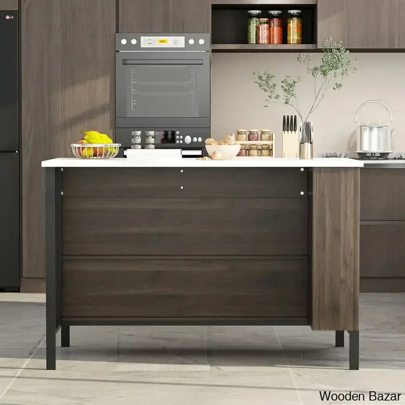Wexford 55.1'' Kitchen Island Kitchen trolley cart cabinet kitchen island with storage