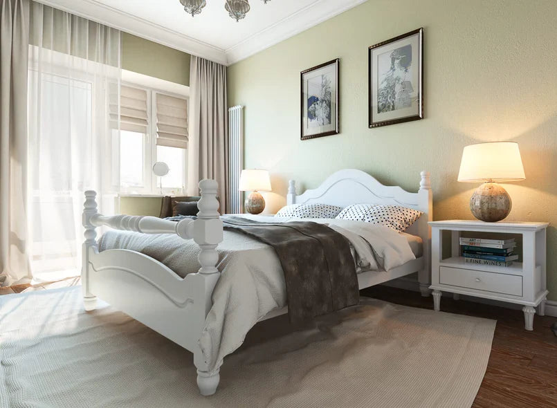 Wooden Empiro Solid Sheesham Wooden Pine Bed Frame with Classic Headboard Design - Natural Finish