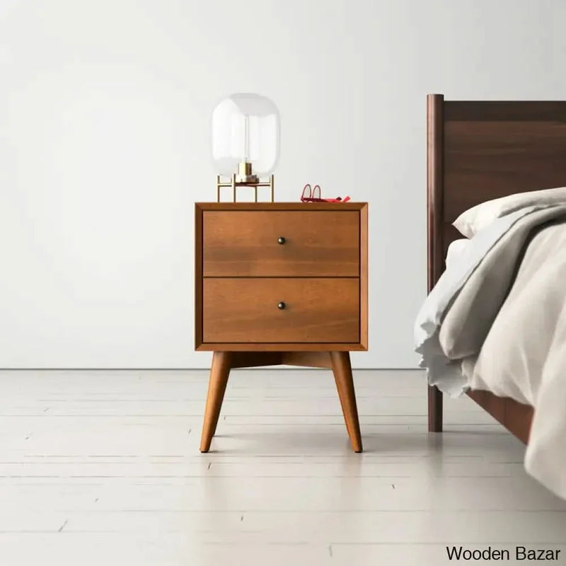 Williams Solid Wood Bedside Table, Nightstand with 2 Drawer