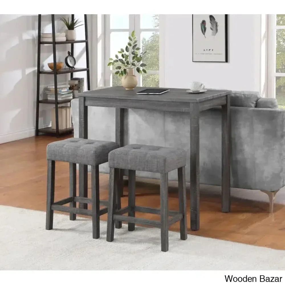 Winshild New 2 Seater Solid Wood Dining Set - Wooden Empiro Gray
