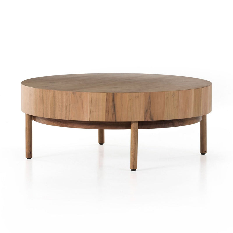 Edden Wood Drum Round Coffee Table - Wooden Empiro