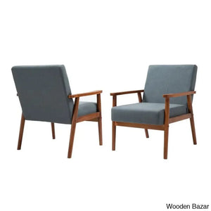 This Set of 2 Chairs is made of original teak wood, with a retro look that creates mid-century style, combined with advanced comfortable cushions to provide all-around back support.