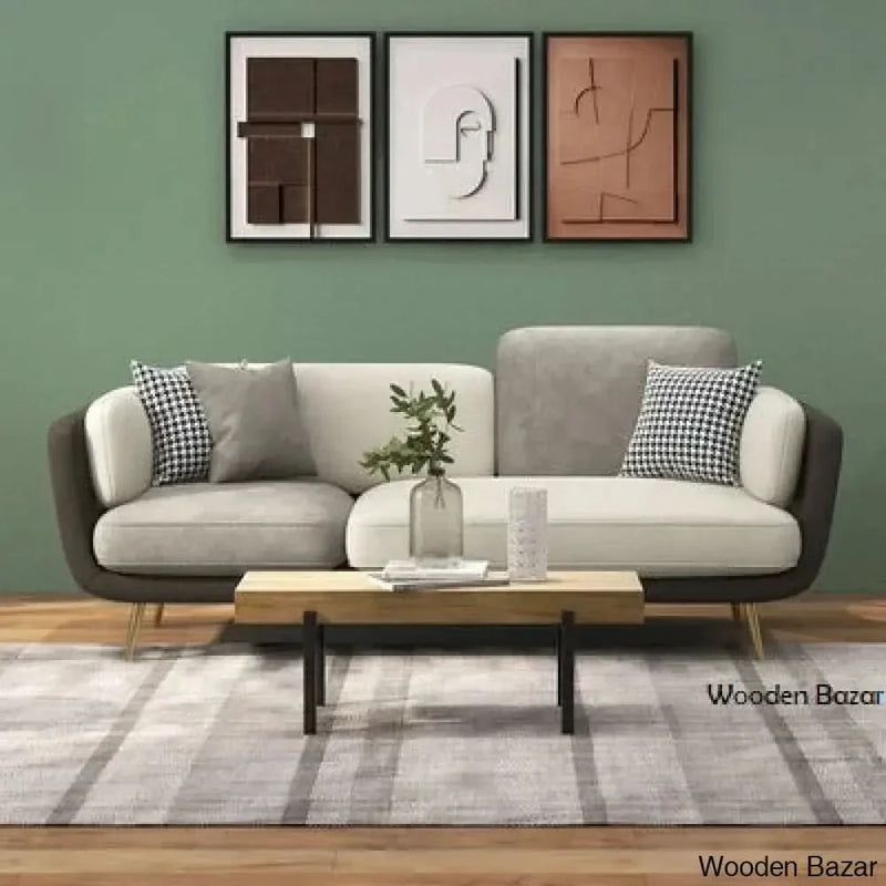 Wooden Bazar  72.5" Gray Upholstered Sofa 3-Seaters Modern Gold Couch for Living Room in Small