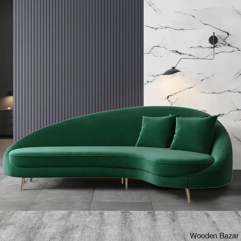 Wooden BAZAR Alceu 47.3'' Velvet Round Arm Curved Loveseat