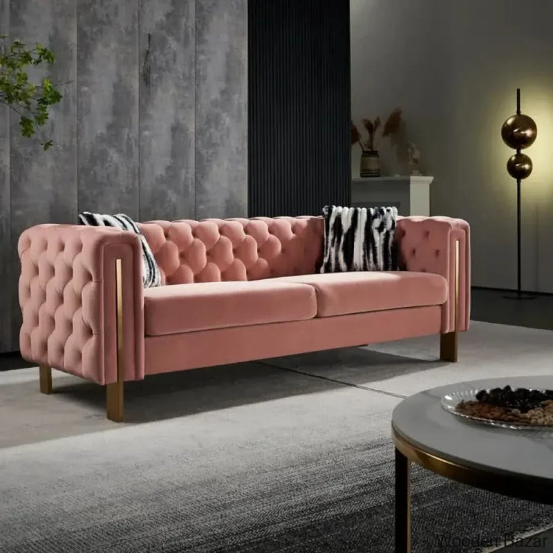 Wooden Bazar Arkeba 84.25'' Velvet Square Arm Sofa