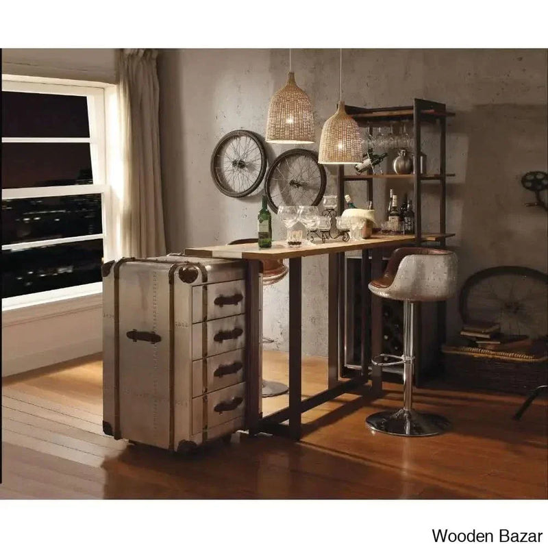Wooden Empiro Brancaster Stemware Rack, Oak & Antique Black 70436