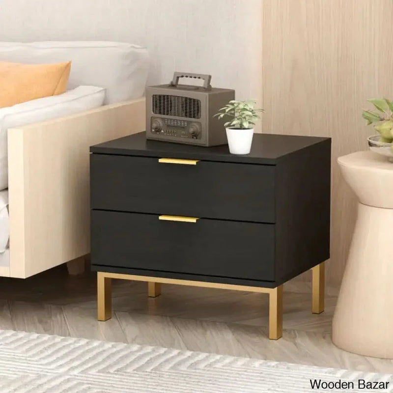 Wooden Empiro Flavian 17.9'' Tall 2 - Drawer Nightstand in Black