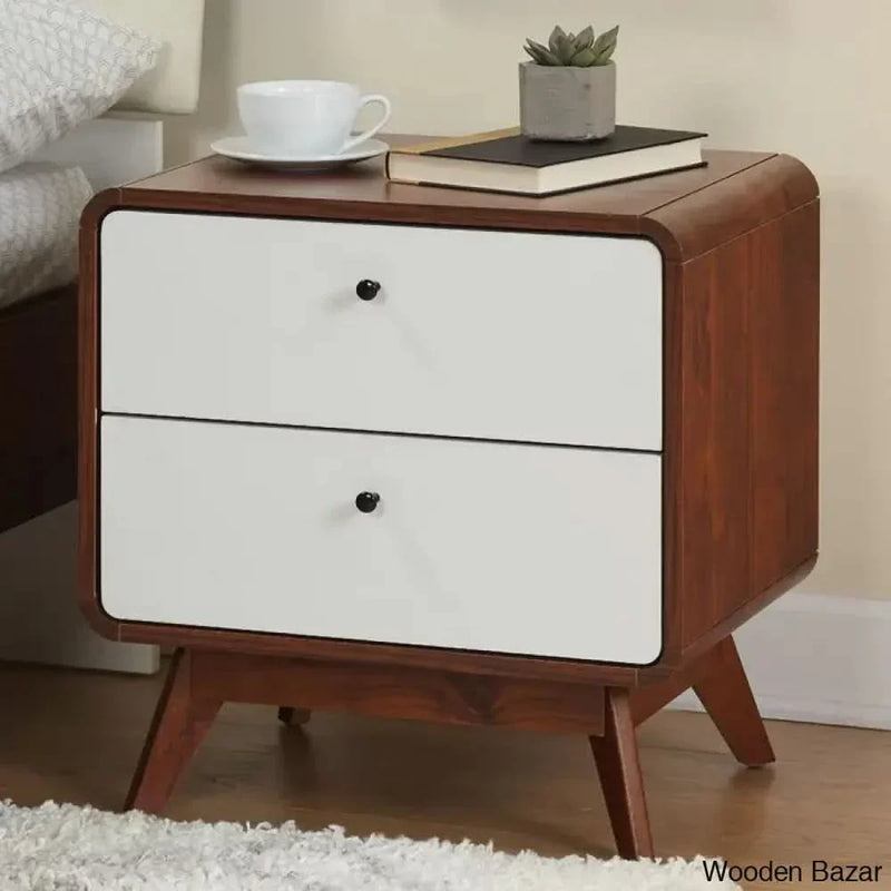 Wooden Empiro Indi Solid + Manufactured Wood Nightstand side table living room