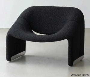 Wooden Empiro Modern White Boucle Accent Chair Lounge & Black