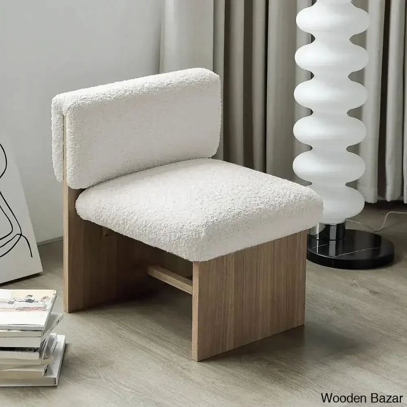 Wooden Empiro Modern Wood Accent Chair Boucle Upholstery for Living Room