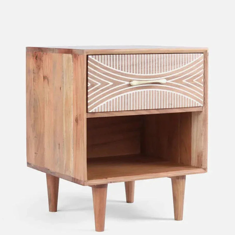Wooden Empiro  Night Stand In Natural Finish